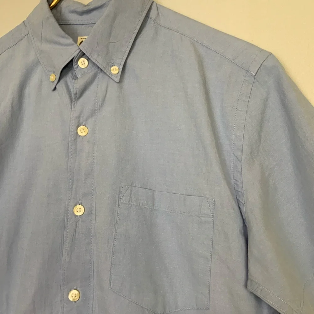 J. Crew Sz Small Blue Colorblock Sunwashed Oxford Button Down Short Sleeve Shirt